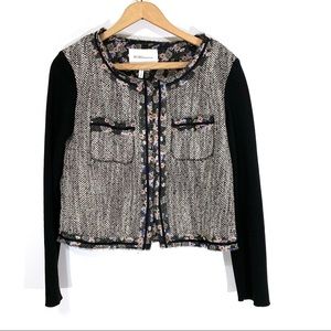 BCBGeneration Tweed Blazer with Floral Trim